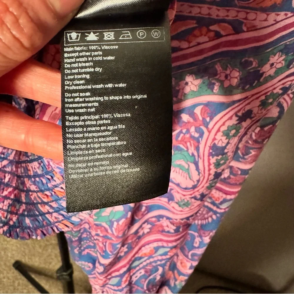 ba&sh NWT Finka Long-Sleeve Floral Paisley Puff Sleeve Crop Top Purple Pink XS - Picture 13 of 15